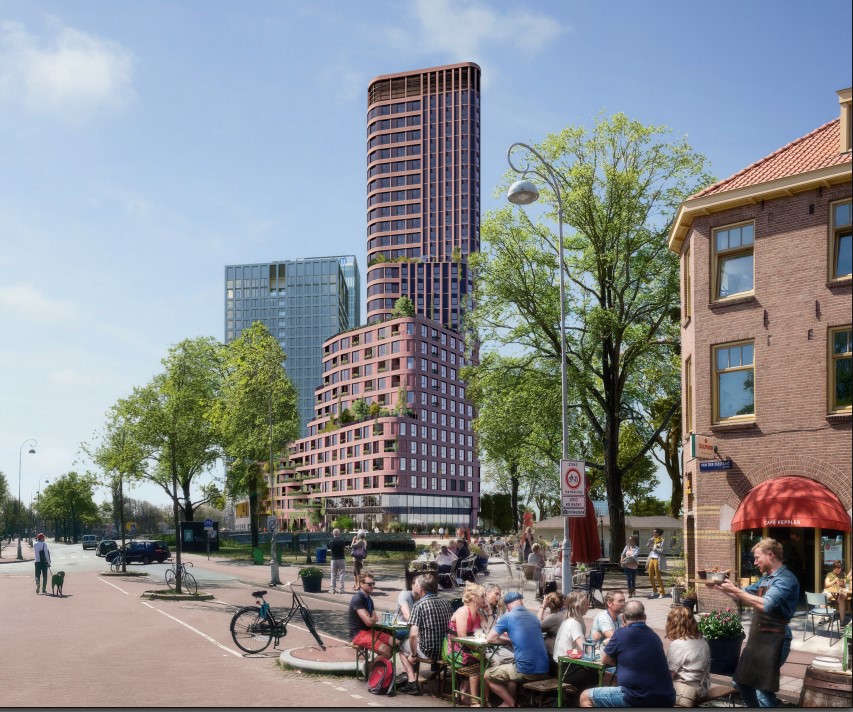 Exterior view of Brinktoren apartment building in Amsterdam